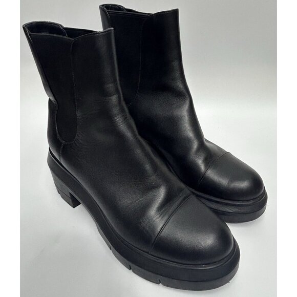 STUART WEITZMAN Norah Lug Boot Black Chelsea SO164 8C Chunky Platform WORN ONCE - Picture 2 of 10